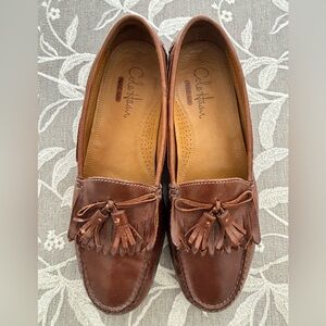 Cole Haan Nike Air Brown Leather Tassel Slip-On Loafers